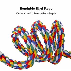 Mogoko Flexible Rope Bungee Bird Perch with 2Pcs Rough Sticks Bird Toy Birdcage Stands for Parrots Parakeets Cockatiels Conures Macaws Love Birds