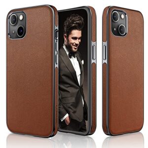 lohasic designed for iphone 13 case, luxury leather premium business classic cover non slip soft grip protective men women phone cases cover compatible with iphone 13 6.1" 2021 5g - brown