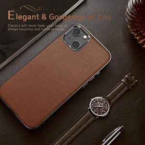 LOHASIC Designed for iPhone 13 Case, Luxury Leather Premium Business Classic Cover Non Slip Soft Grip Protective Men Women Phone Cases Cover Compatible with iPhone 13 6.1" 2021 5G - Brown