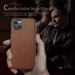 LOHASIC Designed for iPhone 13 Case, Luxury Leather Premium Business Classic Cover Non Slip Soft Grip Protective Men Women Phone Cases Cover Compatible with iPhone 13 6.1" 2021 5G - Brown