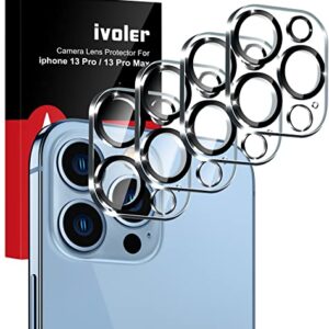 [4 Pack]iVoler Camera Lens Protector Designed for iPhone 13 Pro Max 6.7”/13 Pro 6.1” Screen Protector Tempered Glass[Case Friendly][New version],Scratch-Resistant,Easy Installation,Clear+Black Circle