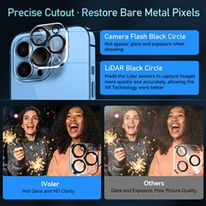 [4 Pack]iVoler Camera Lens Protector Designed for iPhone 13 Pro Max 6.7”/13 Pro 6.1” Screen Protector Tempered Glass[Case Friendly][New version],Scratch-Resistant,Easy Installation,Clear+Black Circle