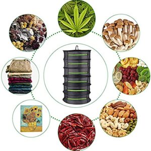 Shencai Herb Drying Net Rack,4 or 6 Layers Mesh Hanging Plant Dry Net for Drying Beans, Herbs, Food, Plants, Petals /Green Zippers Hydroponics，Bonus Hook (6 Layers)