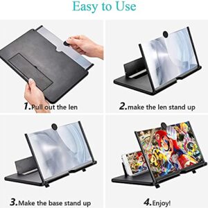 Screen Magnifier for Cell Phone, LXUNYI 16in Phone Screen Magnifier Eye Protection with Foldable Stand Screen Enlarger for Movies, Videos and Gaming Suit for All Smartphones (Black, 16in)