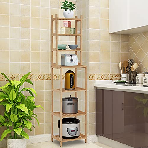 Kinlife Bamboo Shelves Removable 7-Layer - Shelving Unit, Storage Standing Shelf Units Corner Shelf for Bathroom, Living Room, Kitchen