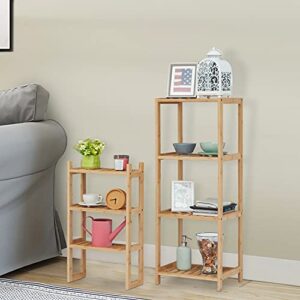 Kinlife Bamboo Shelves Removable 7-Layer - Shelving Unit, Storage Standing Shelf Units Corner Shelf for Bathroom, Living Room, Kitchen