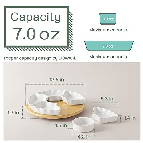 DOWAN 12 Inches Serving Tray and Platters, Divided Serving Bowls for Party, Removable Serving Dishes for Chips and Dip, Fruit, Veggies, Candy and Snacks, 7 Pieces, White