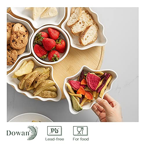 DOWAN 12 Inches Serving Tray and Platters, Divided Serving Bowls for Party, Removable Serving Dishes for Chips and Dip, Fruit, Veggies, Candy and Snacks, 7 Pieces, White