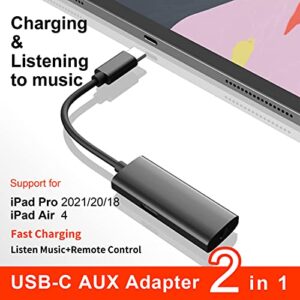USB C to 3.5mm Headphone Jack Adapter with Fast Charge,ivoros Type-C Audio Earphone Aux Splitter,Work for iPad Pro/Air 4/mini6,Google Pixel 6/5/4/3/2 XL,Samsung Galaxy S21/S20/+/Ultra/Note 20/10/Plus