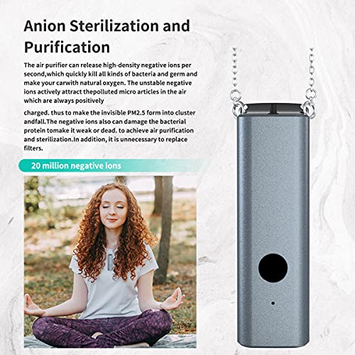 Purecubic Gray Personal Air Purifier Necklace Portable Hanging Neck USB Mini Kids Small Battery Power Necklace Air Purifier No Filter