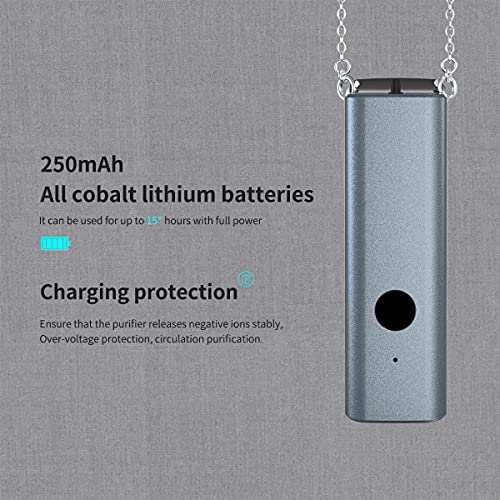 Purecubic Gray Personal Air Purifier Necklace Portable Hanging Neck USB Mini Kids Small Battery Power Necklace Air Purifier No Filter