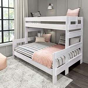 Max & Lily Bunk Bed, Twin XL-Over-Queen Bed Frame For Kids, Solid Wood Bunk Bed for Kids, No Box Spring Needed, Driftwood