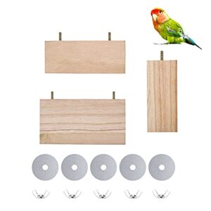 Mogoko Polished Natural Wood Bird Perches Pet Parrot Bird Cage Perches Square Wooden Stand Platform Budgie Toys Cages Accessories for Parakeets