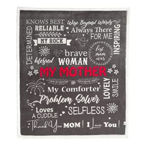 anekha mom blanket – double layer sherpa fleece – soft fluffy throw, quality print – 'thank you mom, i love you' – from daughter, son – gift for birthday, mother's day, christmas, etc. (smoky grey)