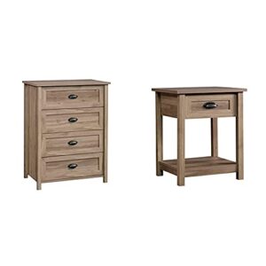sauder county line 4 drawer chest, salt oak finish & county line side table/night stand, salt oak finish