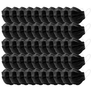 dulalawei 50pcs fish type adult disposable face for masks 4 layer earloop mouthguards protective breathable high filtration &ventilation with nanofiber filter multifunctional women men(black-50pcs)