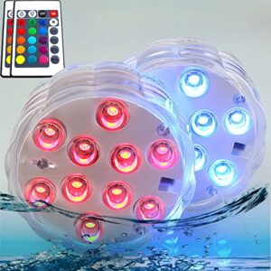 causeyoulove submersible led pool lights, battery operated color changing underwater led lights waterproof with remote (2 packs)