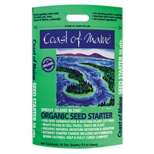 coast of maine sprout island organic seed starter with all natural ingredients for root plant cuttings and seed germination, 16 quarts