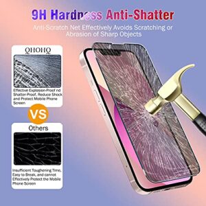 QHOHQ 2 Pack Privacy Screen Protector for iPhone 13 6.1" with 2 Packs Camera Lens Protector, Full Screen Tempered Glass Film,9H Hardness Scratch Resistant, Anti Spy, Easy Install - Case Friendly