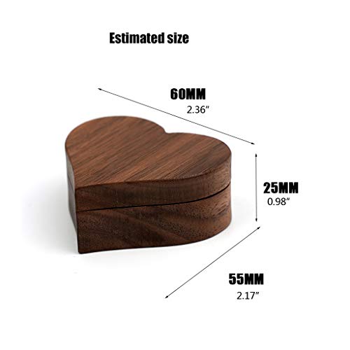 SOFEA Heart Walnut Wood Ring Box Proposal Engagement Ring Holder Jewelry Wooden Box