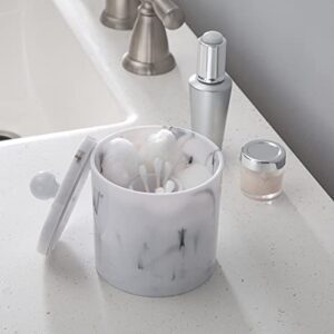 Simplify Q-Tip and Cotton Holder | Dimensions: 3.74" x 3.74" x 4.33" | 2 Compartments | Great for Bathroom | Vanity | Dresser | Durable | Lightweight | Bath Accessories | Marble