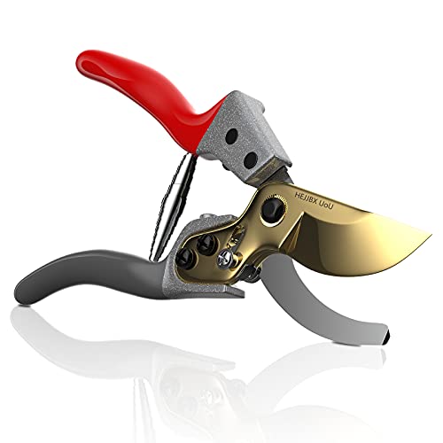 Premium Bypass Red Pruning Shears For Gardening - Heavy-Duty,Titanium Alloy High Carbon Steel Ultra Sharp Garden Shears Scissors, Perfectly Cutting Through Anything in Your Yard