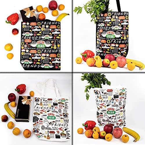 Abctec Friends TV Show Merchandise Tote Bags 2 Pack Large Reusable Grocery Cotton Shoulder Bag Handbag Craft Canvas Bag Friendship Gifts for Friends Fan/Women/Men /Birthday/Christmas Gifts Ideas