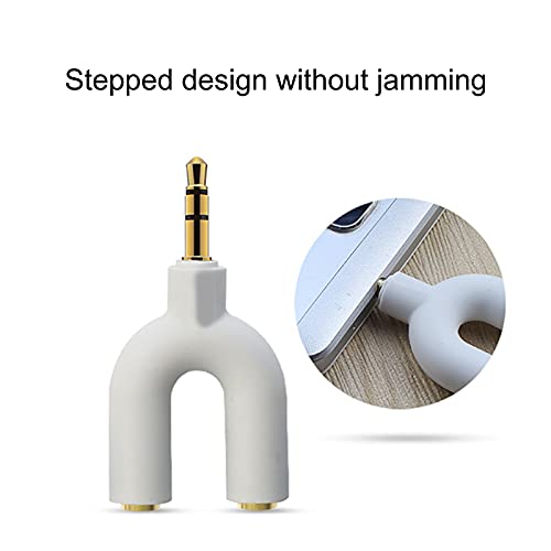 Meideli Audio Converter Headphone Jack Dongle Fast Transmission Metal 1 Male to 2 Female 3.5mm Jack Splitter for Earphone White