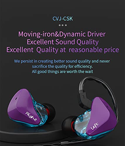 CVJ CSK IEM Earphones,FEDAI 1DD 1BA in Ear Headphone Hybrid Drivers, CCA in Ear Monitor Wired Earbuds with Detachable CPin Cable(No Mic, Black) … …