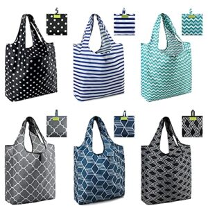 BeeGreen Reusable Grocery Bags Set of 12 Lightweight Recycling Shopping Totes with Long Handle Durable Portable Shopper Baggies for Groceries Supermarket Gift