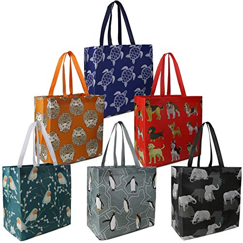 BeeGreen Reusable Grocery Bags Set of 12 Lightweight Recycling Shopping Totes with Long Handle Durable Portable Shopper Baggies for Groceries Supermarket Gift