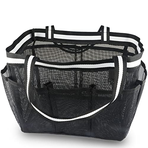 Ocim XL Portable Shower Caddy Basket - Mesh Shower Tote Bag for Travel College Dorm Gym Camping - Black