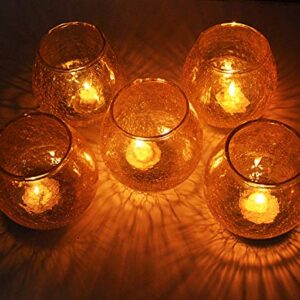 Crackle Glass Romantic Cafe Restaurant Decorative Halloween Candle Holder Votive Lighting Tea Light Candle Holder Set of 5 Pcs