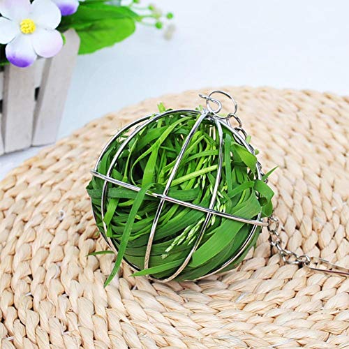 Lbaby Hay Feeder Ball Stainless Rabbits Feeding Grass Ball 3.15inch Hay Dispenser Holder Feeder Hanger Accessories for Small Animals Guinea Pig Bunny