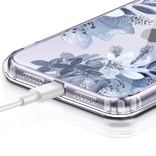 ilnehc Flower Designed for iPhone 11 Case with Screen Protector, Floral Slim Fit Clear Women Phone Case Shockproof Protective Hard PC+TPU Bumper Cover 6.1 Inch