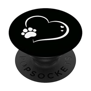 cute paw print with hearts dog mom on black background popsockets swappable popgrip