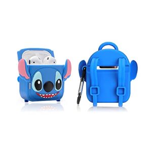 case for airpods 1 and airpods 2, suublg silicone airpod charging case protective covers with 3d shoulder bag backpack design, with keychain