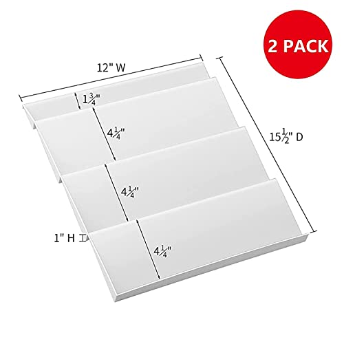 QIZENME Adjustable Spice Rack, 4 Tier Expandable Tray Drawer Organizer 12" to 24" Stackable Tray, Spice Storage Organizer Insert, for Spice Jars, Vitamins, Seasonings Kitchen Drawer Cabinet 2 Pack