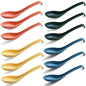 evanda soup spoon, eco friendly dinner spoon,made of food grade pp, bpa free,easy clean,dishwasher safe set of 12(mix color)