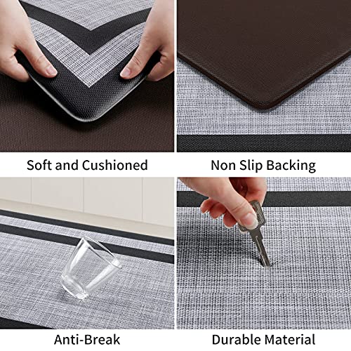 Mattitude Kitchen Mat [2 PCS] Cushioned Anti-Fatigue Kitchen Rugs Non-Skid Waterproof Kitchen Mats and Rugs Ergonomic Comfort Standing Mat for Kitchen, Floor, Office, Sink, Laundry, Black and Gray