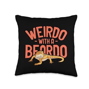 bearded dragon gifts & accessories funny lover-reptile lizard bearded dragon throw pillow, 16x16, multicolor
