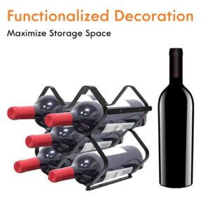 Wine Racks 6 Bottles Wine Bottle Holder, Countertop or Wall Mounted for Wine Storage, Hanging Wine Storage Shelf, Black Metal Wine Rack Bottles Holder Organizer for Bar, Kitchen, Cabinet, Pantry