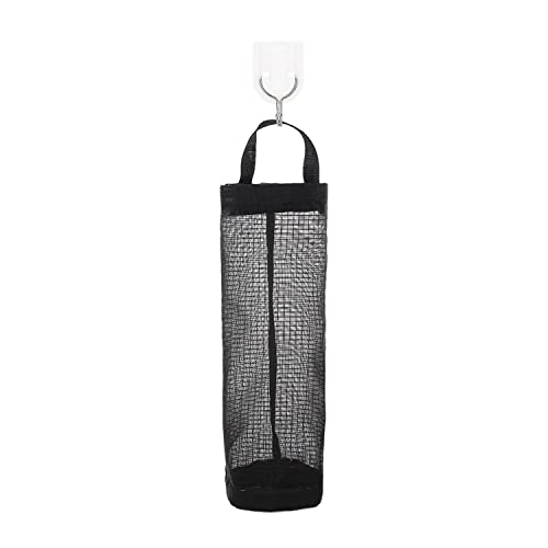 Plastic Bag Holder,Mesh Garbage Bag Holder,Folding Hanging Storage Dispensers Bag Holder,Organizer Rubbish Bags for Home and Kitchen (L-Black)