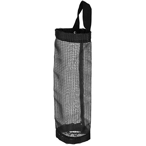 Plastic Bag Holder,Mesh Garbage Bag Holder,Folding Hanging Storage Dispensers Bag Holder,Organizer Rubbish Bags for Home and Kitchen (L-Black)