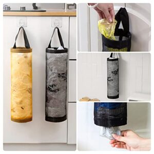 Plastic Bag Holder,Mesh Garbage Bag Holder,Folding Hanging Storage Dispensers Bag Holder,Organizer Rubbish Bags for Home and Kitchen (L-Black)