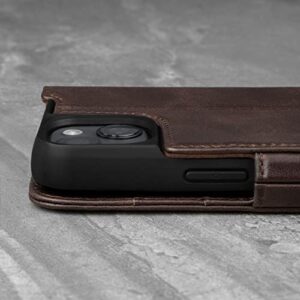 TORRO Case Compatible with iPhone 13 – Premium Leather Wallet Case with Kickstand and Card Slots (Dark Brown)