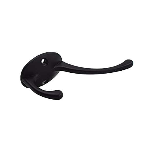 Aifeier ET 2 Pack Black Retro Double Hook Wall Mounted with 4 Screws for Coat, Bag, Cap, Hat, Towels, Keys, Scarf, etc.