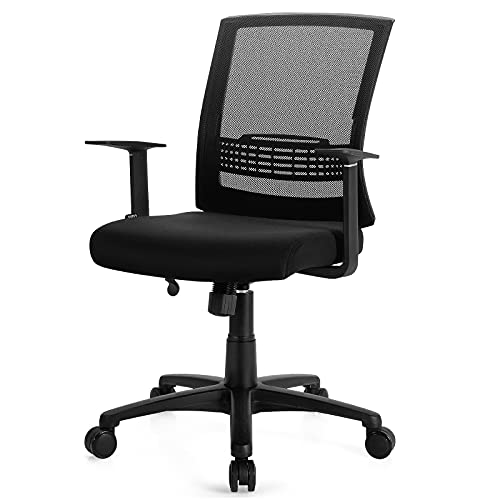 POWERSTONE Home Office Chair Ergonomic Computer Desk Chair with Adjustable Lumbar Support Comfortable Mesh Office Chair Swivel Executive Task Chair with Armrest Black