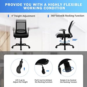 POWERSTONE Home Office Chair Ergonomic Computer Desk Chair with Adjustable Lumbar Support Comfortable Mesh Office Chair Swivel Executive Task Chair with Armrest Black