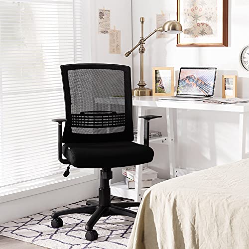 POWERSTONE Home Office Chair Ergonomic Computer Desk Chair with Adjustable Lumbar Support Comfortable Mesh Office Chair Swivel Executive Task Chair with Armrest Black